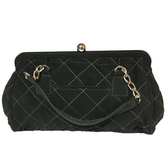 VERA BRADLEY Black Quilted Microfiber Handbag/Purse ,Silver Chain Handle - Picture 1 of 6